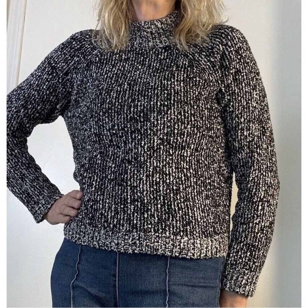 Eileen Fisher Black and White Turtleneck Sweater